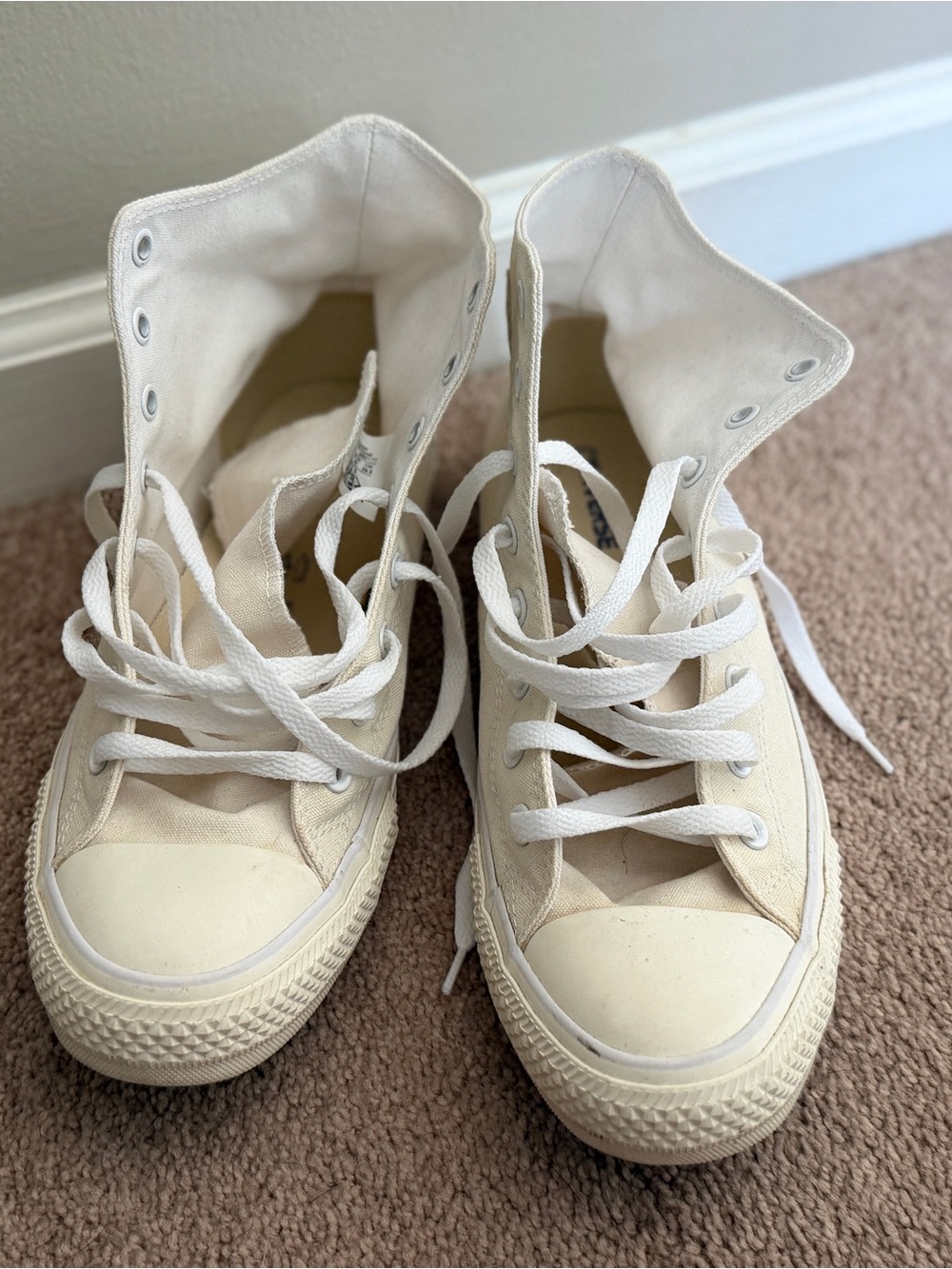 Converse High-Top Canvas Sneakers in Cream White - Picture 3 of 6